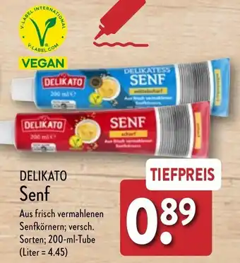 Aldi Nord Delikato Senf 200 ml Tube Angebot