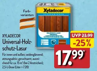 Aldi Nord Xyladecor Universal Holzschutz Lasur 2,5 L Dose Angebot