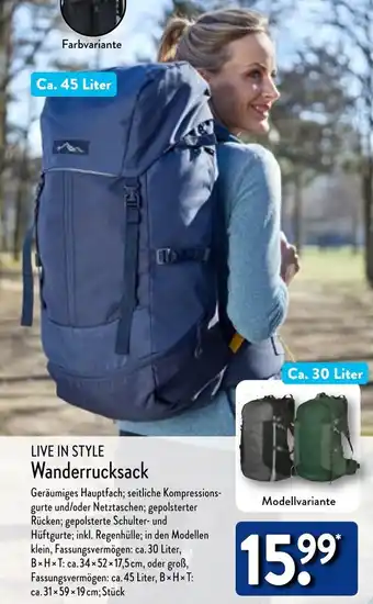 Aldi Nord Live in Style Wanderrucksack Angebot