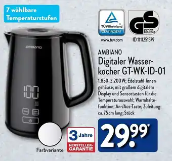 Aldi Nord Ambiano Digitaler Wasser-kocher GT-WK-ID-01 Angebot