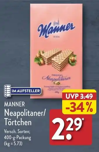 Aldi Nord Manner Neapolitaner/Törtchen 400 g Packung Angebot