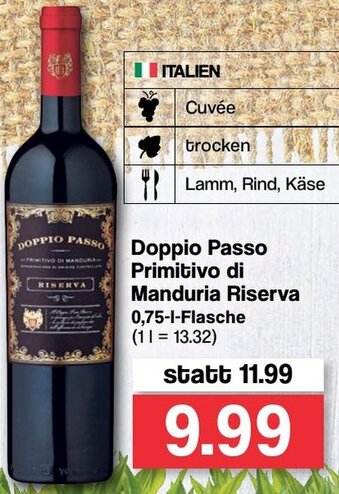 Famila Nord West Doppio Passo Primitivo di Manduria Riserva 0,75L Angebot