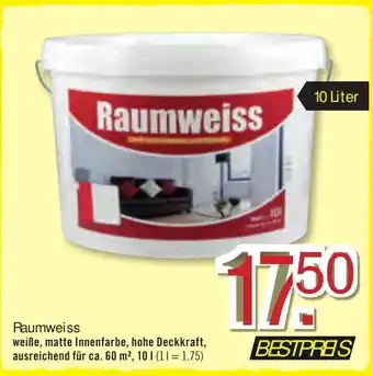 B1 Discount Baumarkt Raumweiss 10L Angebot