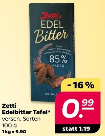 NETTO Zetti Edelbitter Tafel 100 g Angebot