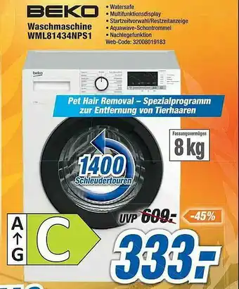 Expert Beko Waschmaschine Wml81434nps1 Angebot