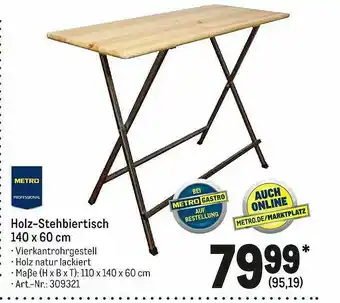 METRO Holz-stehbiertisch 140 X 60 Cm Angebot