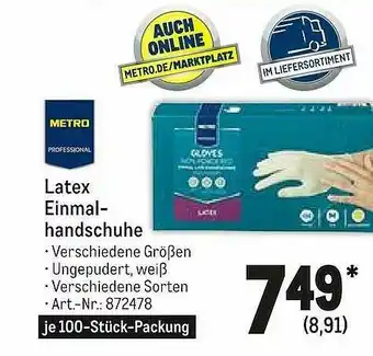 METRO Latex Einmal Handschuhe Angebot