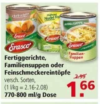 Multi Markt Erasco fertiggerichte, familiensuppen oder feinschmeckereintöpfe Angebot