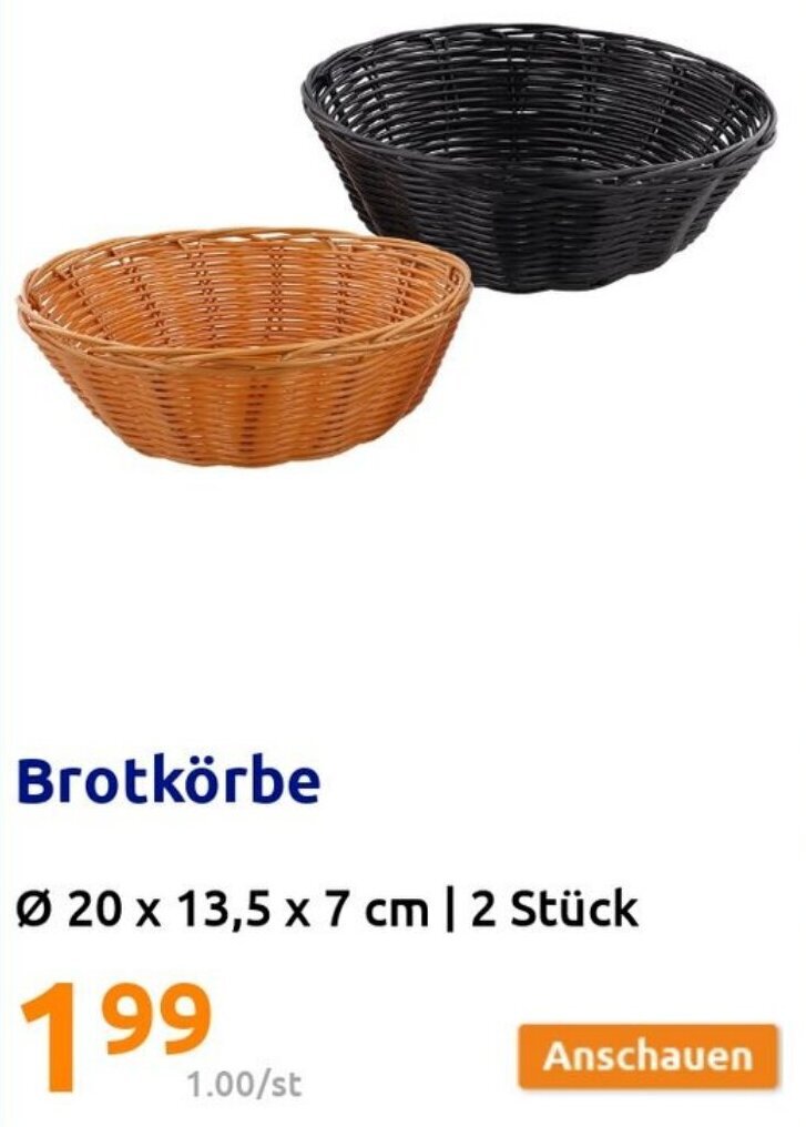 Brotkörbe 2 Stück Angebot bei Action