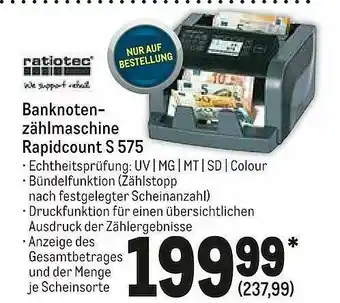 METRO Banknoten Zählmaschine Rapidcount S 575 Angebot