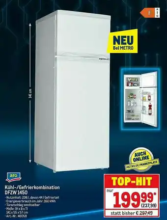 METRO Aro Kühl- Gefrierkombination Dfz1450 Angebot