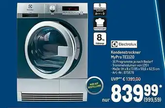 METRO Electrolux Kondenstrockner Mypro Te1120 Angebot