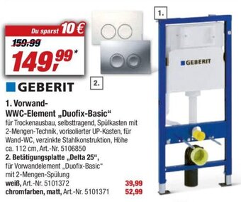 toom Baumarkt Geberit Vorwand WWC Element Duofix Basic Angebot