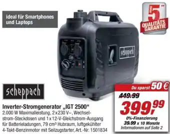 toom Baumarkt Scheppach Inverter Stromgenerator IGT 2500 Angebot