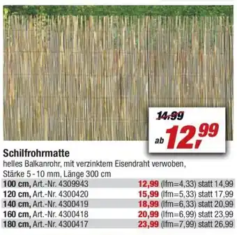 toom Baumarkt Schilfrohrmatte Angebot