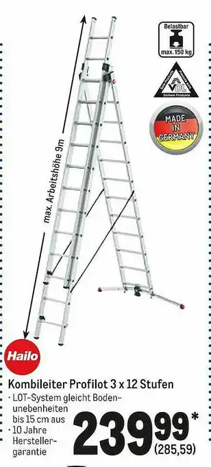 METRO Hailo Kombileiter Profilot 3x12 Stufen Angebot