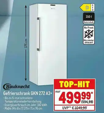 METRO Bauknecht Gefrierschrank Gkn 272 A3+ Angebot