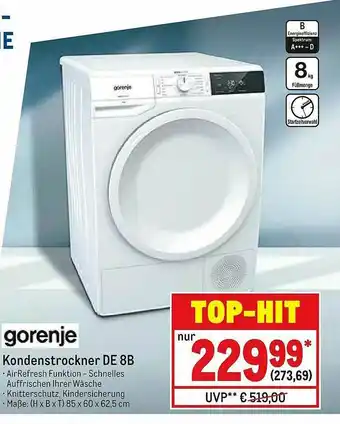 METRO Gorenje Kondenstrockner De 8b Angebot