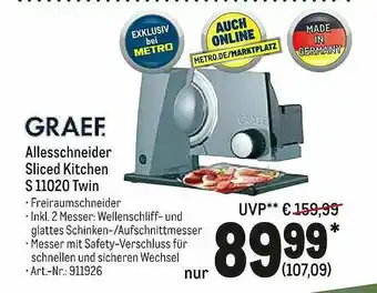 METRO Graef Allesschneider Sliced Kitchen S11020 Twin Angebot