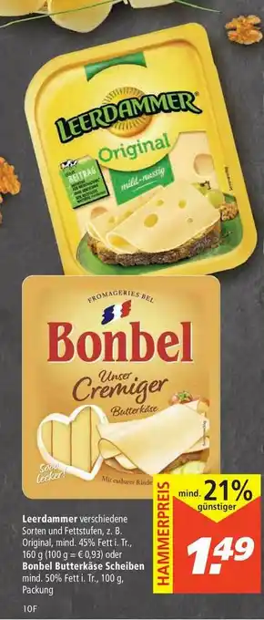 Marktkauf Leerdammer Oder Bonbel Butterkäse Scheiben Angebot