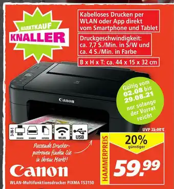 Marktkauf Canon Wlan-multifunktionsdrucker Pixma Ts3150 Angebot