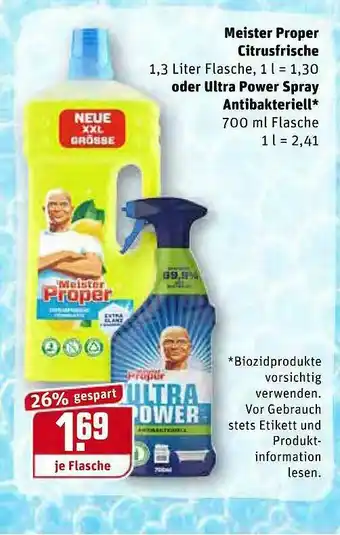 REWE Meister Proper Citrusfrische Oder Ultra Power Spray Antibakteriell Angebot