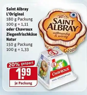 REWE Saint Albray L'original Oder Chavroux Ziegenfrischkäse Natur Angebot