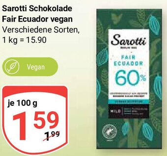 Globus Sarotti Schokolade Fair Ecuador vegan 100 g Angebot