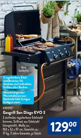 Aldi Süd Enders Gasgrill San Diego EVO 3 Angebot