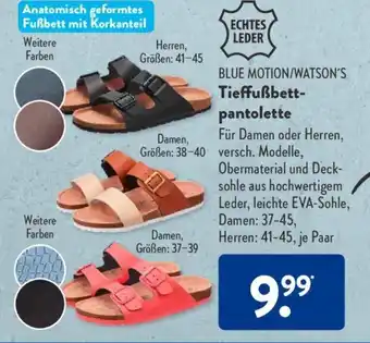 Aldi Süd Blue Motion/Watsons Tieffuẞbettpantolette Angebot