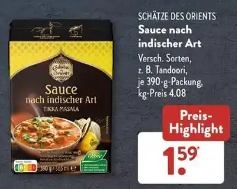 Aldi Süd Schätze Des Orients Sauce nach indischer Art 390 g Packung Angebot