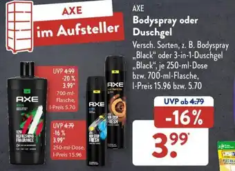 Aldi Süd Axe Bodyspray oder Duschgel 700 ml Flasche Angebot