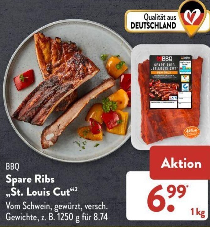 BBQ Spare Ribs,,St. Louis Cut'' Angebot bei Aldi Süd
