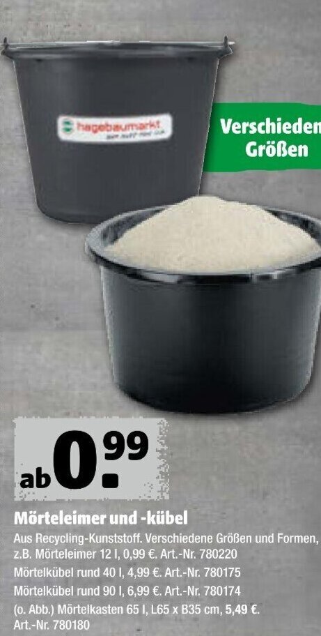 Mörteleimer und-kübel Angebot bei Hagebau