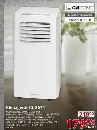 Selgros Klimagerät Cl 3671 Clatronic Angebot