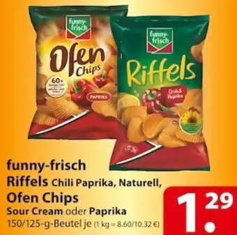 Famila Nord Ost Funny Frisch Riffels oder Ofen Chips 150/125 g Beutel Angebot