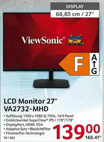 Selgros Viewsonic Lcd Monitor 27 Angebot