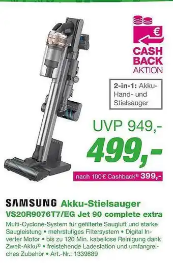 EP Samsung akku-stielsauger vs20r9076t7-eg jet 90 complete extra Angebot