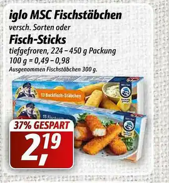 Simmel Iglo Msc Fischstäbchen Oder Fisch-sticks Angebot