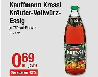 V Markt Kauffmann Kressi Kräuter-vollwürz-essig Angebot