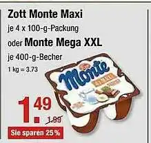 V Markt Zott Monte Maxi Oder Monte Mega XXL Angebot