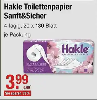 V Markt Hakle Toilettenpapier Sanft & Sicher Angebot