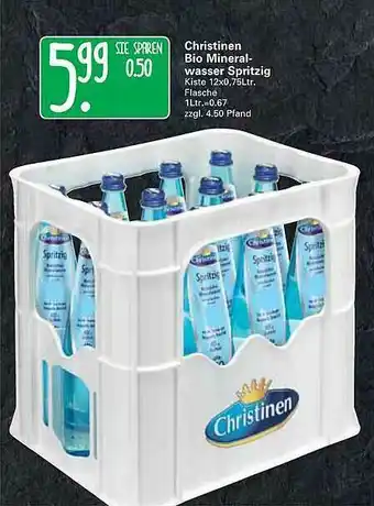 WEZ Christinen Bio Mineralwasser Spritzig Angebot