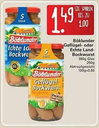 WEZ Böklunder Geflügel- Oder Echte Landbockwurst Angebot