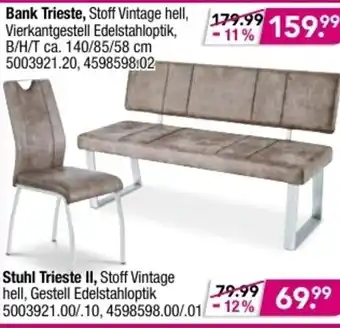 Möbel Boss Bank Trieste oder Stuhl Trieste II Angebot