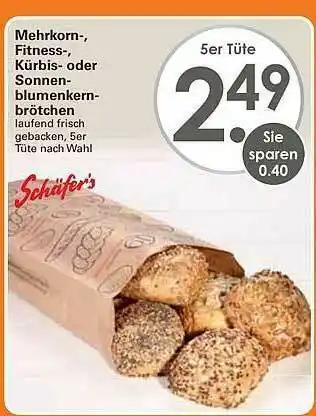 WEZ Schäfer's Mehrkorn Fitness Kürbis Oder Sonnen Blumenkern Brötchen Angebot