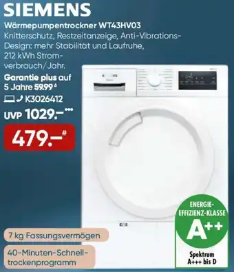 Galeria Siemens Wärmepumpentrockner WT43HV03 Angebot