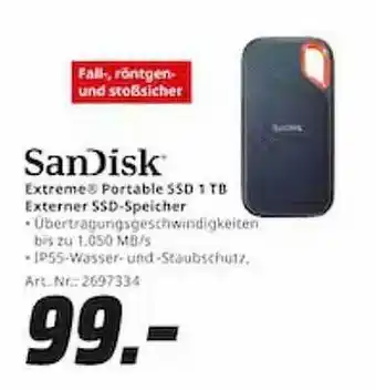 Saturn Sandisk extreme portable ssd 1 tb externer ssd-speicher Angebot