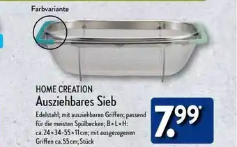 Aldi Nord Home creation ausziehbares sieb Angebot