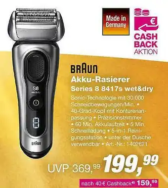 EP Braun akku-rasierer series 8 8417s wet&dry Angebot